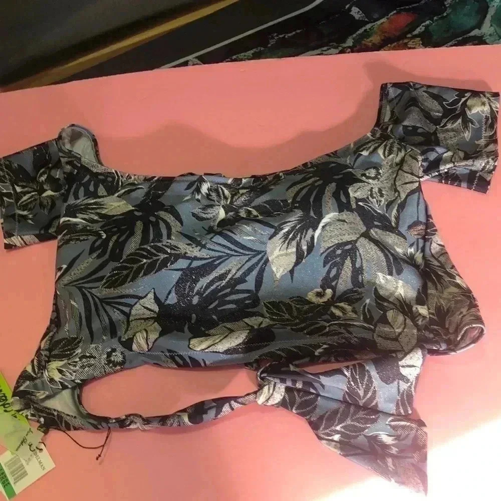 Sam Edelman swim top metal floral size large